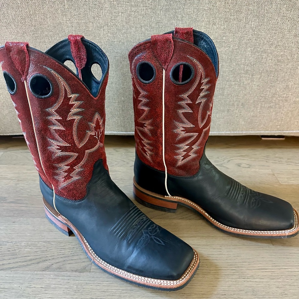 Justin Boots Black and Red Cowboy Boots
